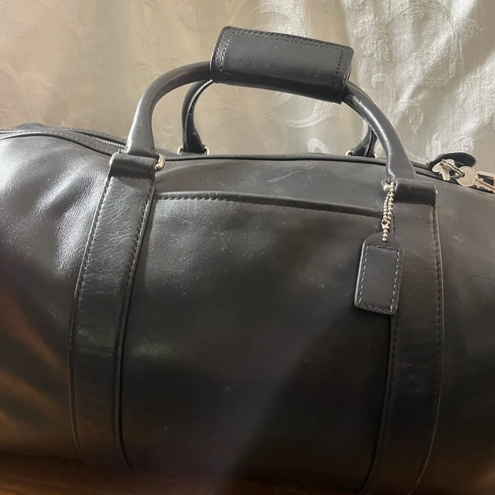 Coach Weekender Travel Bag Black Leather - Picture 7 of 11